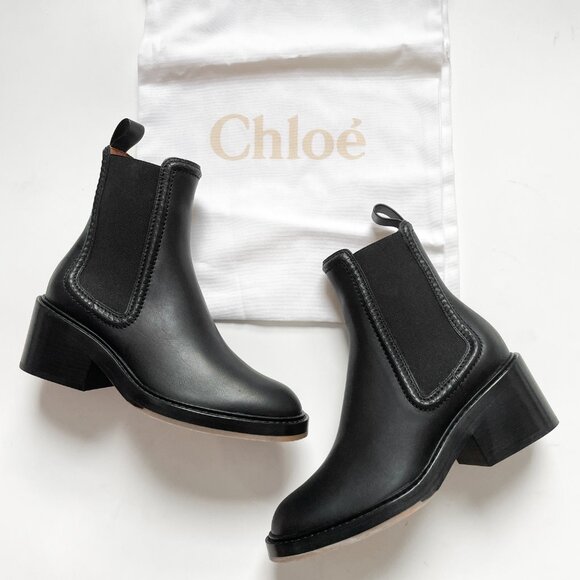 Chloe Mallo Heeled Ankle Boots Smooth Calfskin Black Size EU 36 US 6 NEW NIB - Picture 4 of 9